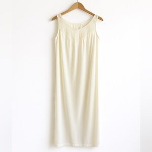 Vintage 60s Sears Ivory Nylon Modest Nightgown Slip Dress | Size 32 S/M